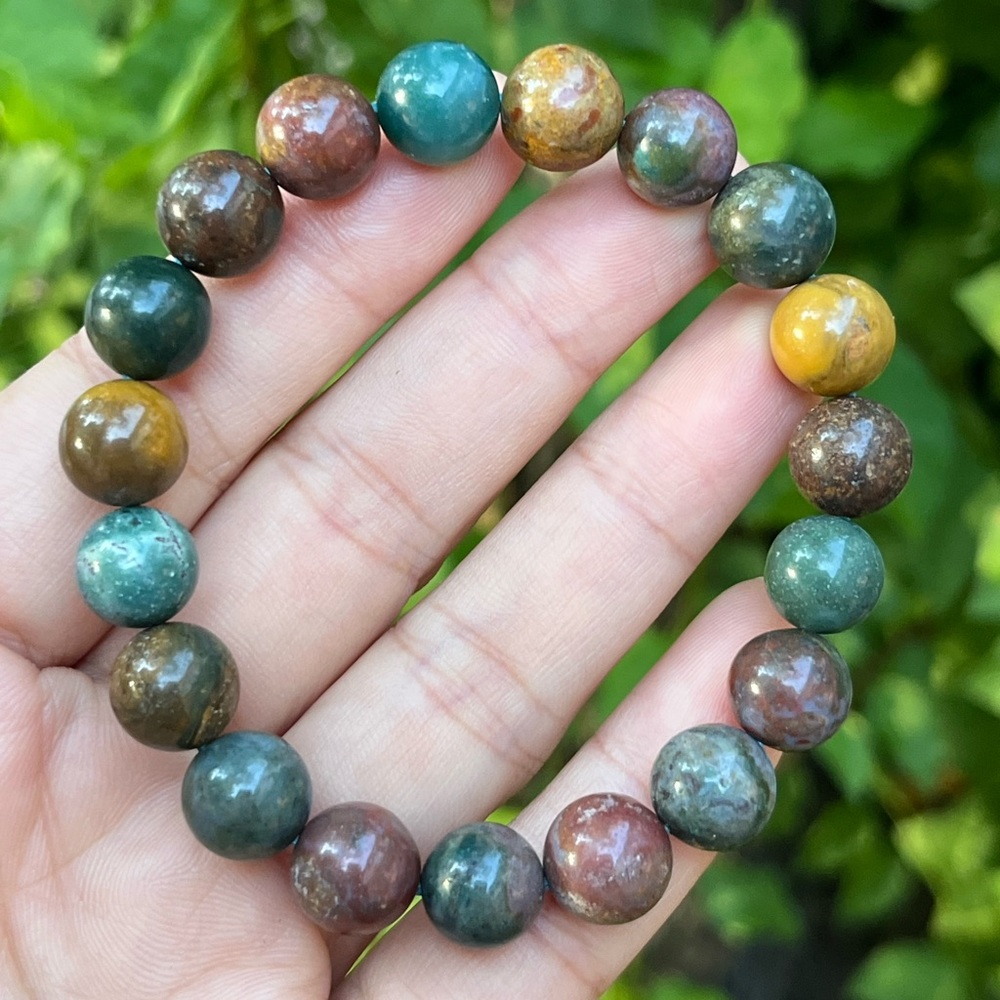 10mm stretchable‎ ocean jasper bracelet